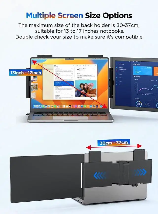 Alt view image 7 of 7 - UPERFECT 14" Laptop Screen Extender 1080P FHD IPS Portable Monitor, HDMI & USB-C Plug & Play, Compatible with Windows/Mac/Chrome/Android, Xbox/Switch/PS5, for 14"-16.5" Laptops
