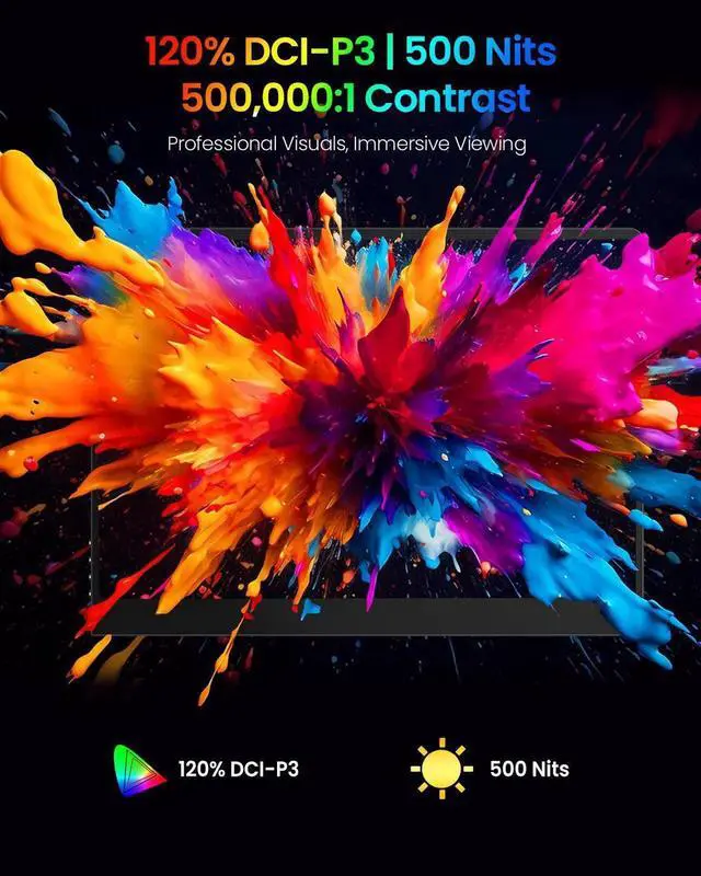 Alt view image 5 of 7 - UPERFECT 14" 3K OLED Portable Monitor, 2880x1800 120Hz 0.1ms Gaming Display, 500nits 120% DCI-P3 HDR, Ultra-Slim External Monitor for Laptop, PC, Phone, PS5 & Xbox