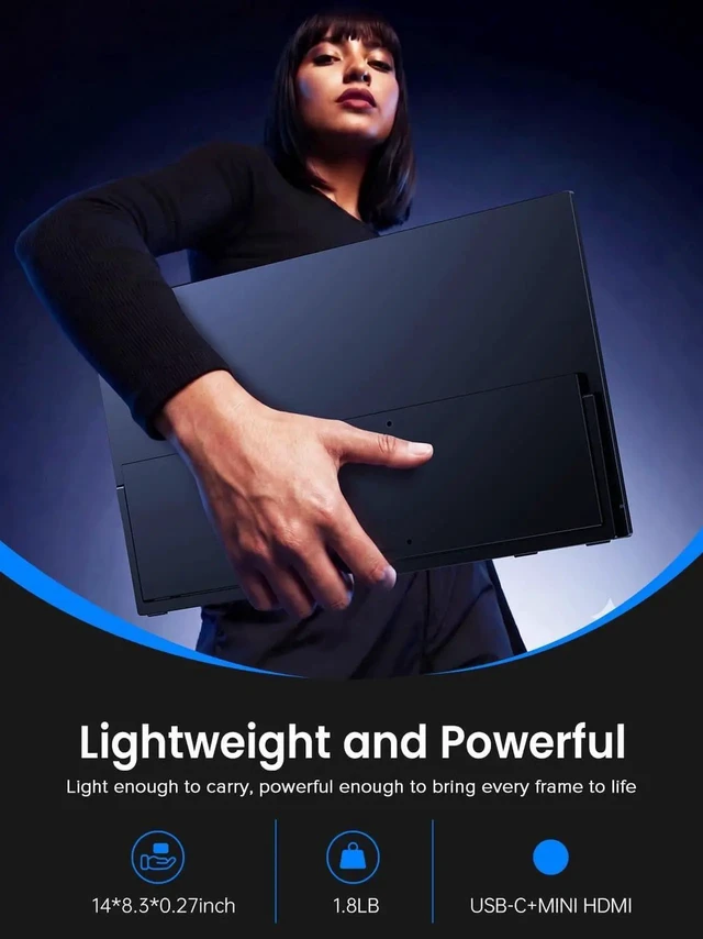 Alt view image 6 of 7 - UPERFECT 15.6" 4K Portable Touchscreen Monitor, 3840x2160 UHD 125% sRGB 450 Nits, 10-Point Touch, 2000:1 Contrast, USB-C & Mini HDMI, VESA & Built-in Stand, Second Screen for Laptop PC Game Consoles