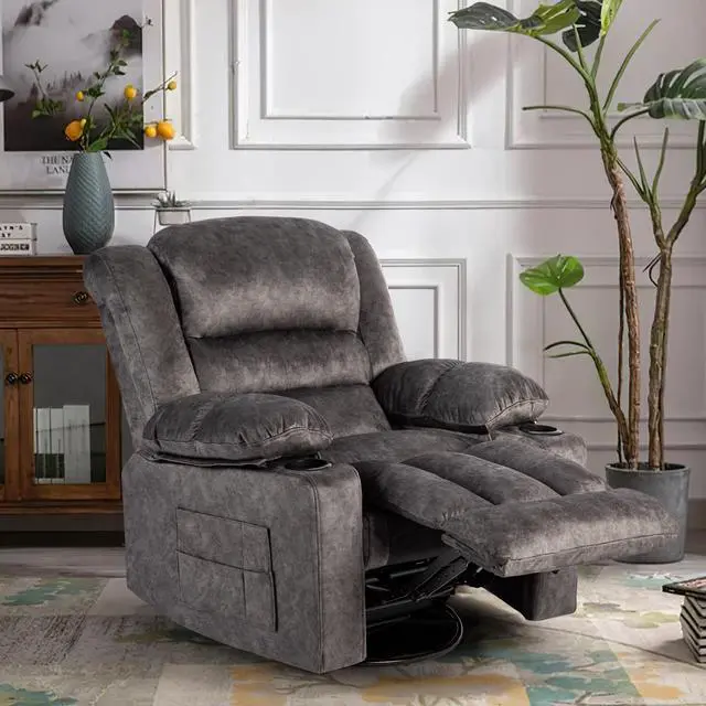 Alt view image 2 of 7 - 36.6'' Recliner Chair Massage Rocker with Heated Modern Ergonomic Lounge 360 Degree Swivel Single Sofa Seat Living Room Lounge Recliners on Clearance Elastic Foam Filling