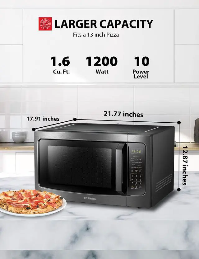 Alt view image 2 of 13 - Toshiba Ml-Em45P(Bs) Countertop Microwave Oven With Smart Sensor, Sound On/Off Function And Position Memory Turntable, 1.6 Cu.Ft, Black Stainless Steel, Non-Inverter Technology