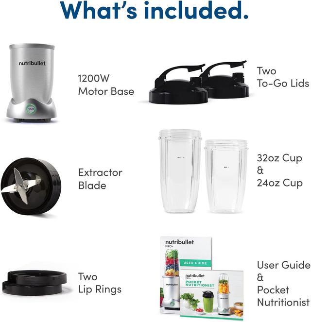 Alt view image 13 of 13 - NutriBullet 1200W PRO+ One Size Blender, Grey N12-1001