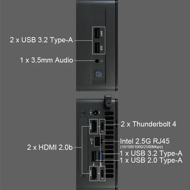 Alt view image 6 of 7 - Intel NUC 12th NUC12WSHi5 i5-1240P Core Processor Iris Xe Graphics 4K Windows 10 11 Mini Desktop PC WIFI6 Dual Thunderbolt 4 64gb ram / 2tb ssd