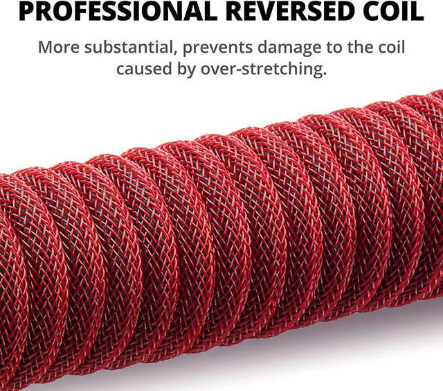 Alt view image 2 of 7 - GUNMJO Pro Custom Coiled USB C Cable for Gaming Keyboard, Double-Sleeved Mechanical Keyboard Cable with Detachable Metal Aviator, 1.5M USB-C to USB-A, Red Color