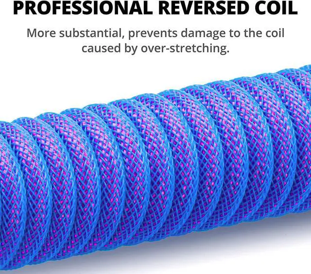 Alt view image 2 of 7 - GUNMJO Pro Custom Coiled USB C Cable for Gaming Keyboard, Double-Sleeved Mechanical Keyboard Cable with Detachable Metal Aviator, 1.5M USB-C to USB-A, Nebula Color