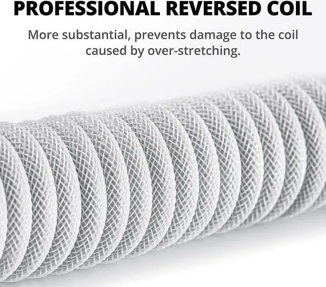 Alt view image 2 of 8 - GUNMJO Pro Custom Coiled USB C Cable for Gaming Keyboard, Double-Sleeved Mechanical Keyboard Cable with Detachable Metal Aviator, 1.5M USB-C to USB-A, White Color