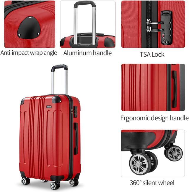 Alt view image 2 of 6 - Joyway 3 Piece Luggage Set Hardside With Spinner Wheels Clearance,20 24 28 Inch Suitcase With TSA Lock For Women Travel Red