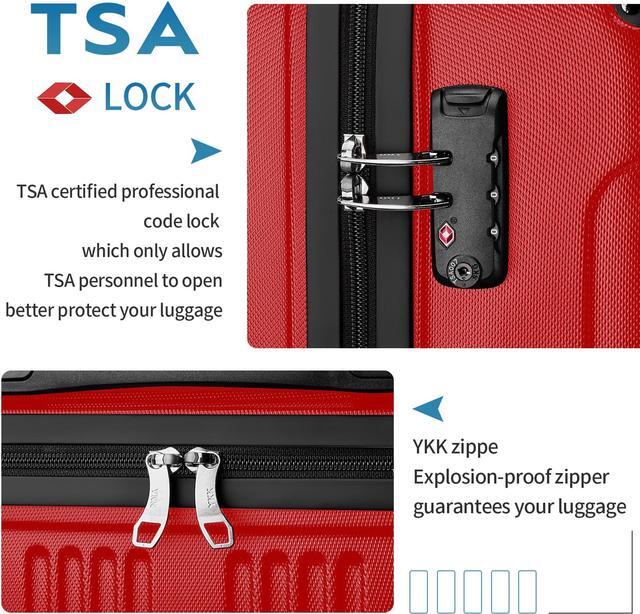 Alt view image 4 of 6 - Joyway 3 Piece Luggage Set Hardside With Spinner Wheels Clearance,20 24 28 Inch Suitcase With TSA Lock For Women Travel Red
