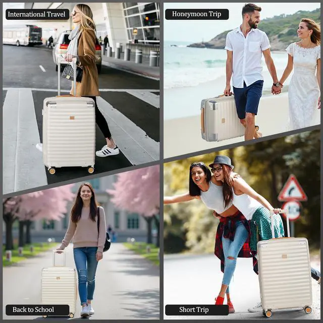 Alt view image 7 of 7 - Joyway 3-piece hard shell luggage set, 20 inch, 24 inch, 28 inch luggage, carry on luggage set, with swivel wheels, travel luggage set