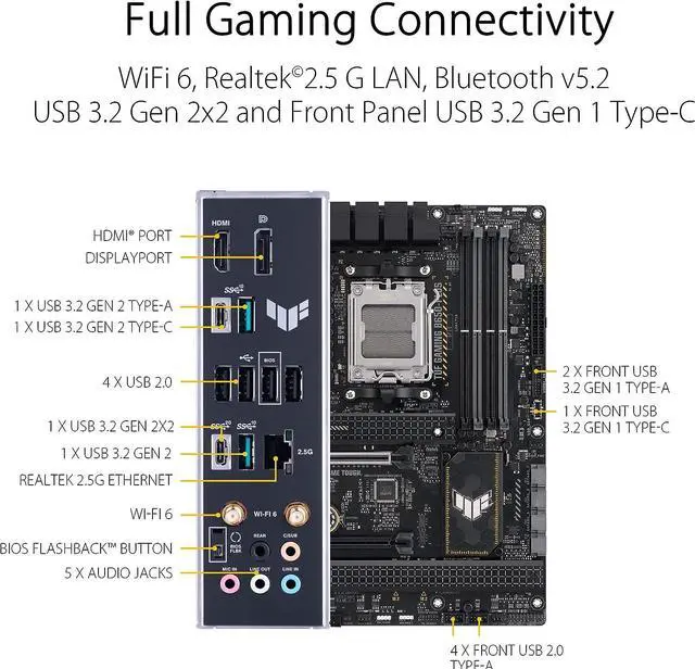 Alt view image 4 of 4 - ASUS TUF GAMING B650-PLUS WIFI AMD AM5 B650 ATX M.2 Desktop Motherboard A