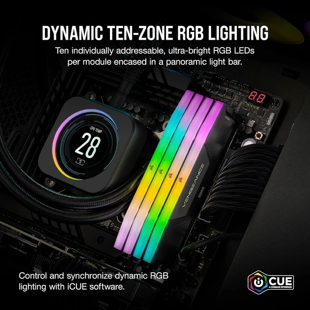 Alt view image 4 of 6 - Vengeance RGB DDR5 16GB (2 x 8GB) RAM Up to 5200MHz