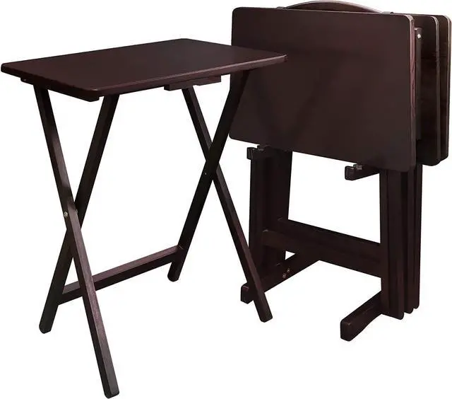 Main image of Casual Home 5 Piece Tray Table Set, Espresso