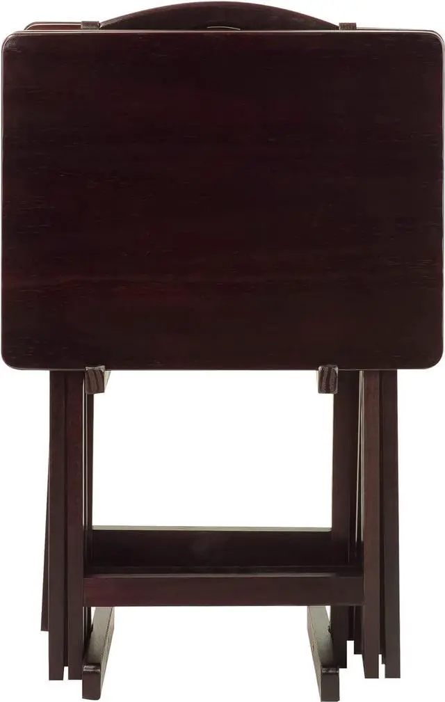 Alt view image 2 of 7 - Casual Home 5 Piece Tray Table Set, Espresso