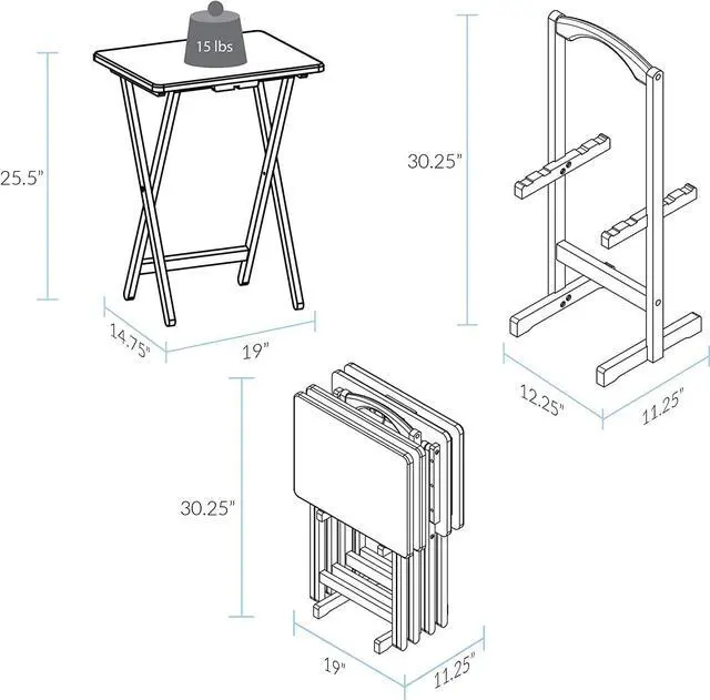 Alt view image 5 of 7 - Casual Home 5 Piece Tray Table Set, Espresso
