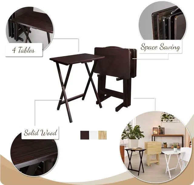 Alt view image 4 of 7 - Casual Home 5 Piece Tray Table Set, Espresso