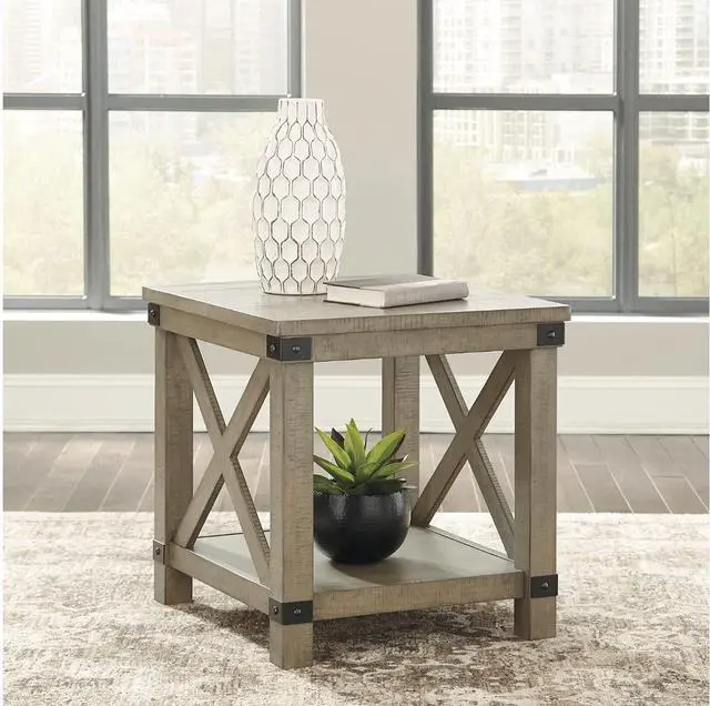 Alt view image 2 of 5 - Signature Design by Ashley Aldwin Rectangular End Table, Rustic Brown