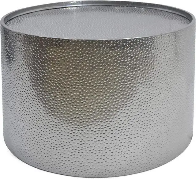Main image of Christopher Knight Home Rache Modern Round Coffee Table with Hammered Iron, Silver, 26. 00 L x 26. 00 W x 17. 25 H