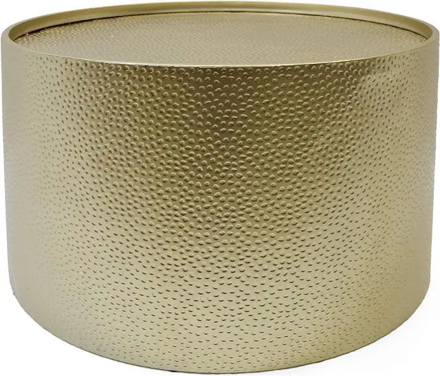 Main image of Christopher Knight Home Rache Modern Round Coffee Table with Hammered Iron, Gold, 26. 00 L x 26. 00 W x 17. 00 H