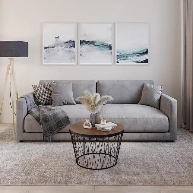 Alt view image 3 of 7 - Lavish Home Round Coffee Table with Geometric Metal Base - Small Modern Accent Furniture for Living Room - Mid-Century Coffee Table (Brown/Black)