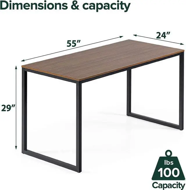 Alt view image 2 of 7 - ZINUS Jennifer 55 Inch Black Frame/ Computer Workstation, Office Desk, Easy Assembly, Brown