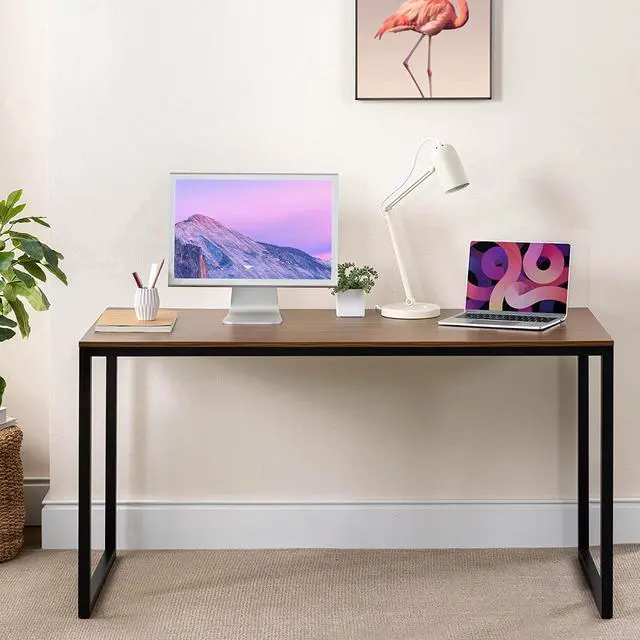 Alt view image 6 of 7 - ZINUS Jennifer 55 Inch Black Frame/ Computer Workstation, Office Desk, Easy Assembly, Brown