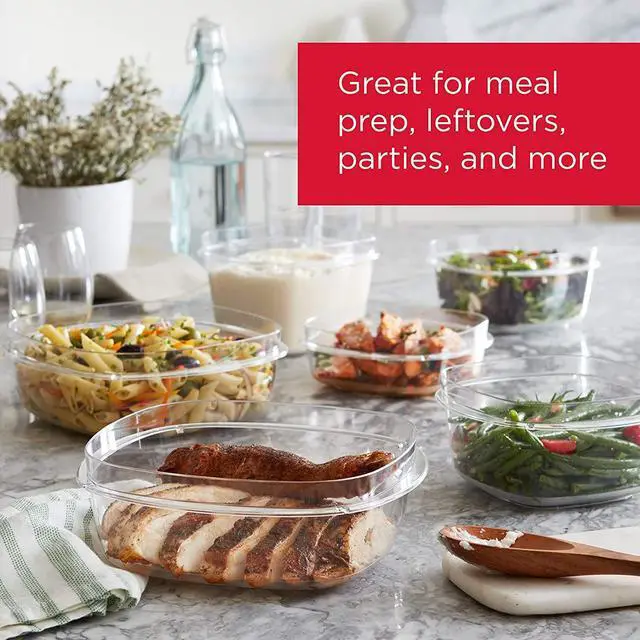 Alt view image 4 of 6 - Rubbermaid 28-Piece Clear/Grey Food Storage Containers, Premium Snap Bases, and Various Size Lids, Perfect for Meal Prep, Leftovers, and Dishwasher Safe
