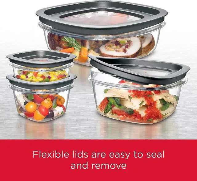 Alt view image 3 of 6 - Rubbermaid 28-Piece Clear/Grey Food Storage Containers, Premium Snap Bases, and Various Size Lids, Perfect for Meal Prep, Leftovers, and Dishwasher Safe