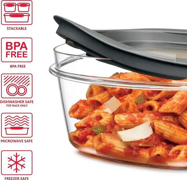 Alt view image 6 of 6 - Rubbermaid 28-Piece Clear/Grey Food Storage Containers, Premium Snap Bases, and Various Size Lids, Perfect for Meal Prep, Leftovers, and Dishwasher Safe