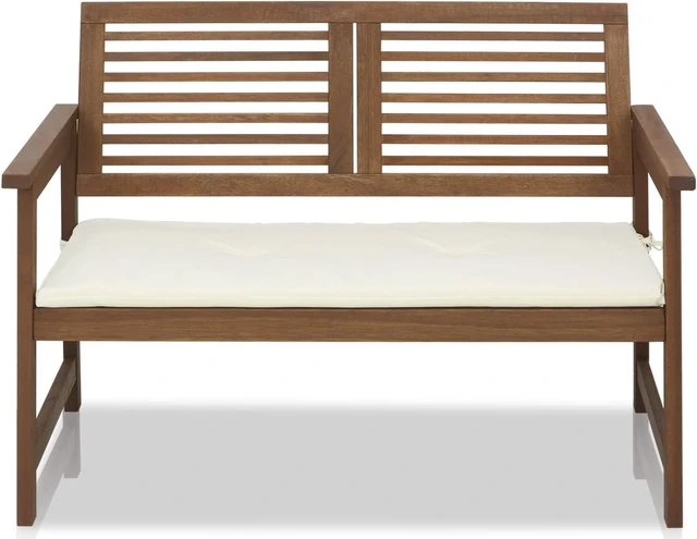 Alt view image 4 of 4 - TIOMAN Outdoor Garden Bench with Back, 22 x 42 x 32, Natural