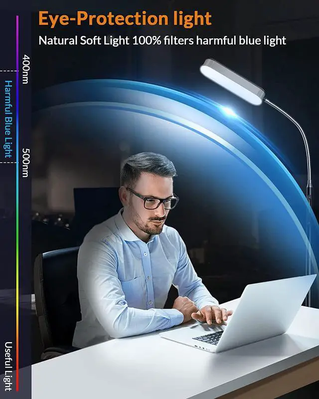 Alt view image 2 of 7 - LEPOWER Floor Lamp, Eye-Caring LED Standing Lamp with 5 Color Temperatures, Stepless Dimmer & 3 Timer Function, Bright Adjustable Reading Lamp for Living Room, Office, Bedroom