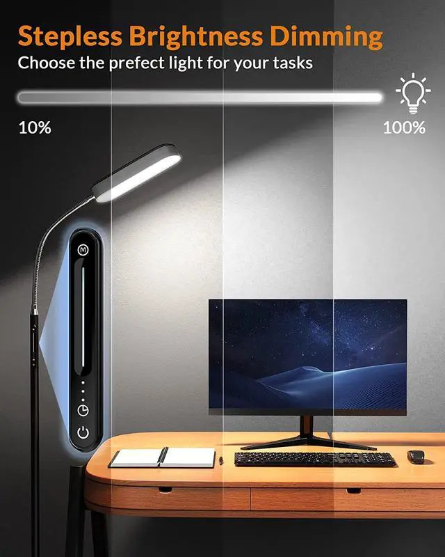Alt view image 4 of 7 - LEPOWER Floor Lamp, Eye-Caring LED Standing Lamp with 5 Color Temperatures, Stepless Dimmer & 3 Timer Function, Bright Adjustable Reading Lamp for Living Room, Office, Bedroom