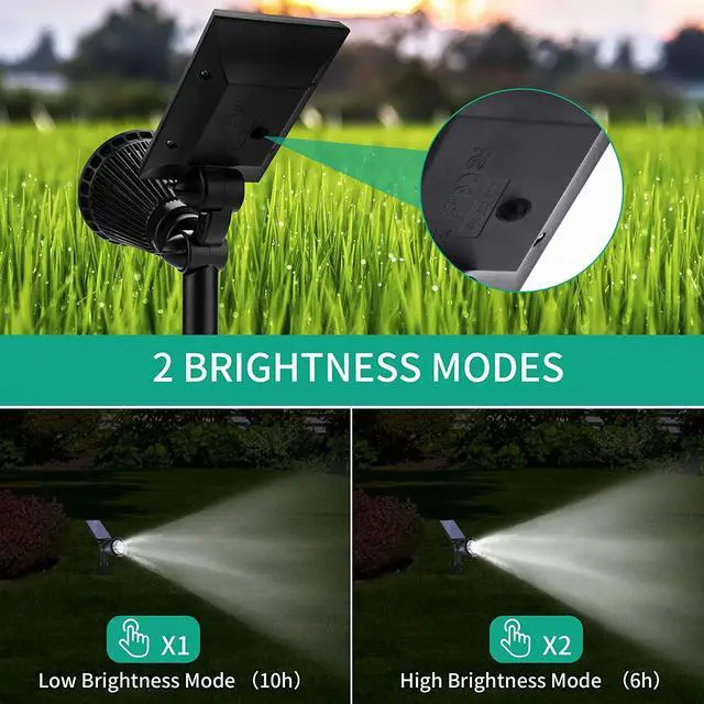 Alt view image 3 of 7 - Nekteck Solar Lights, 2-in-1 Solar Spot Lights Outdoor, Waterproof Solar Powered Landscape Spotlights, Bright and Dark Sensing, Auto On/Off for Yard, Pathway, Garden, Driveway (6 Pack, Warm White)