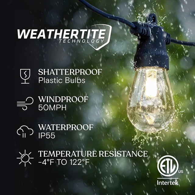 Alt view image 2 of 7 - Brightech Ambience Pro USB Powered String Lights - 24 Ft Commercial Grade Waterproof String Lights, Outdoor Shatterproof Patio Lights for Camping, Christmas, Backyard, Porch - 1W LED Soft White Light