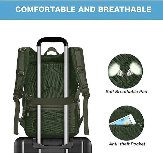 Alt view image 7 of 7 - Camera Backpack DSLR/SLR/Mirrorless Tactical Camera Bag Case with Laptop Compartment Compatible with Canon/Nikon/ Army Green