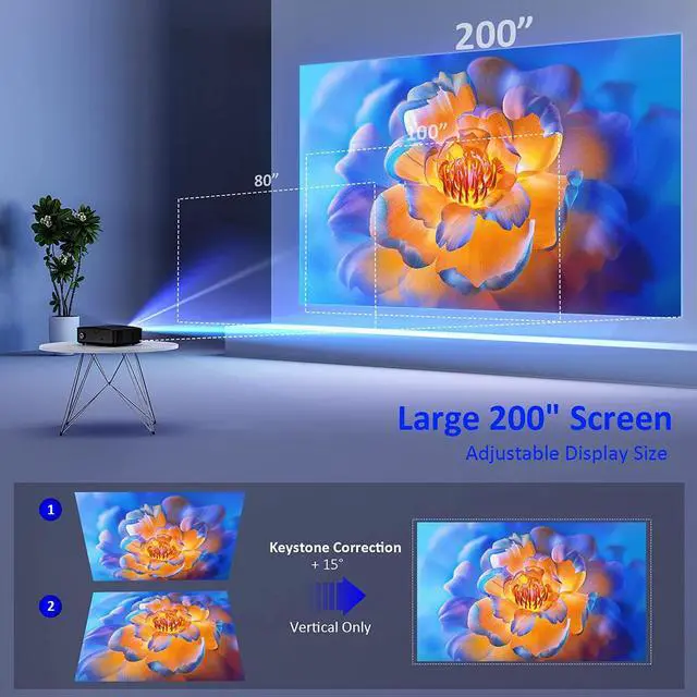 Alt view image 2 of 7 - NexiGo PJ20 Outdoor Projector, Movie Projector with WiFi and Bluetooth, Native 1080P, Dolby_Audio Sound Support, Compatible w/TV Stick,iOS,Android,Laptop,Console, Welcome to consult