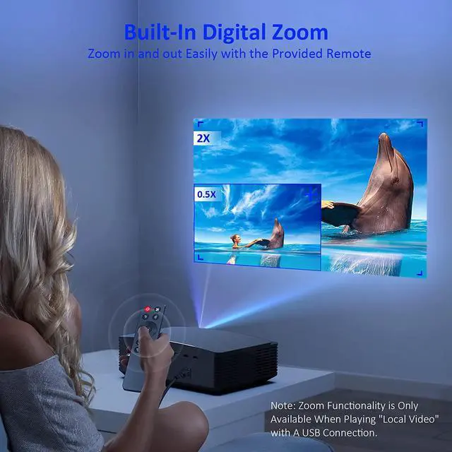 Alt view image 6 of 7 - NexiGo PJ20 Outdoor Projector, Movie Projector with WiFi and Bluetooth, Native 1080P, Dolby_Audio Sound Support, Compatible w/TV Stick,iOS,Android,Laptop,Console, Welcome to consult