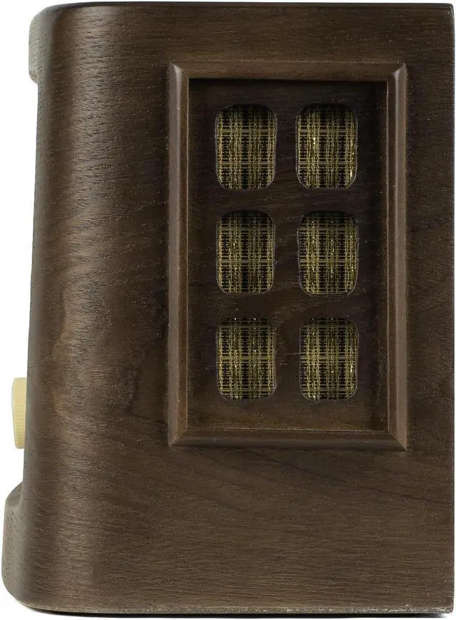Alt view image 4 of 6 - Fuse VINT Vintage Retro Radio | Wireless Charging Pad | AM/FM Radio Speaker with Bluetooth & AUX Input | Mid-Century Modern Style | Real Handcrafted Ashtree Wood Exterior