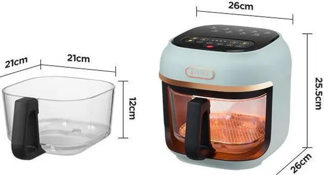 Alt view image 4 of 4 - Visual electric fryer 4L new home glass multifunctional large capacity air fryer