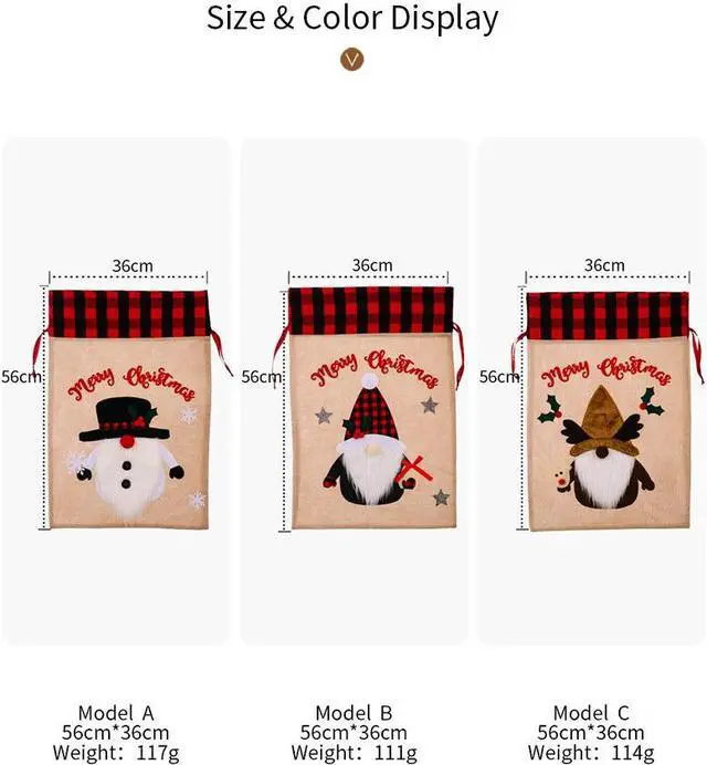 Alt view image 2 of 2 - Christmas New Decorative Gift Bag Old Man Snowman Deer Hemp Plaid Edge Gift Bag Holiday Atmosphere Decoration Supplies