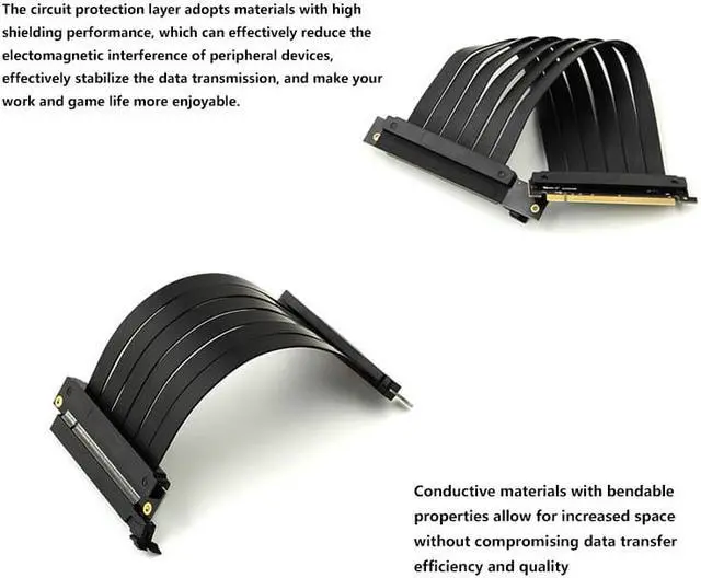 Alt view image 3 of 7 - Graphics Card GPU Vertical Full Speed PCI-E 4.0 x16 Riser Cable High Speed Gen4 Flexible Extender Riser Cable Extension Port 90 Degree Adapter (200mm)