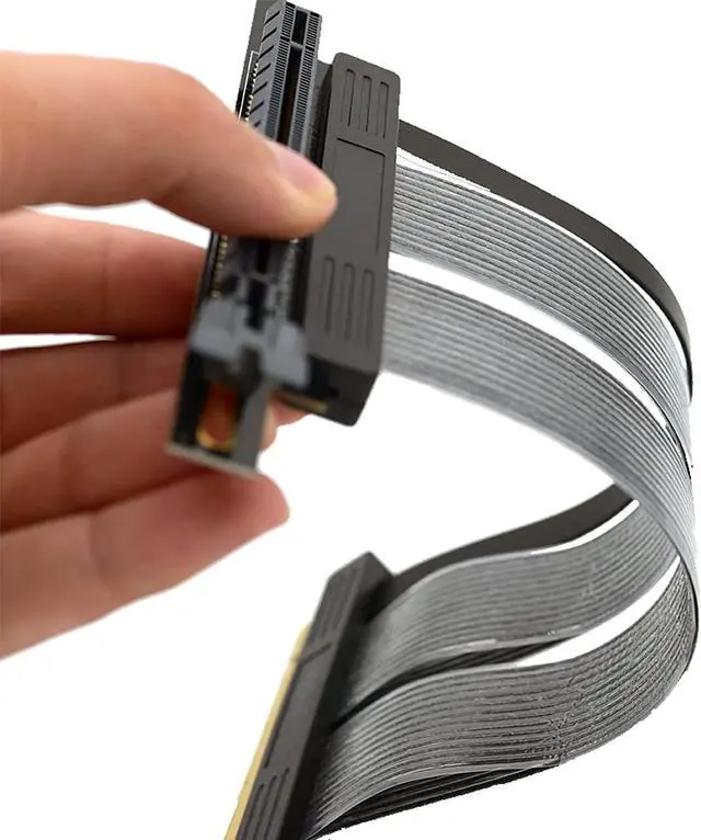Alt view image 3 of 7 - PCIe 4.0 Riser Cable, GEN 4 x16 PCI Express Riser Extender, Flexible High Speed GUP Riser Adapter for Graphics Card Vertical Mount [ PCIE 4.0 ] [ 20cm & 90° ]