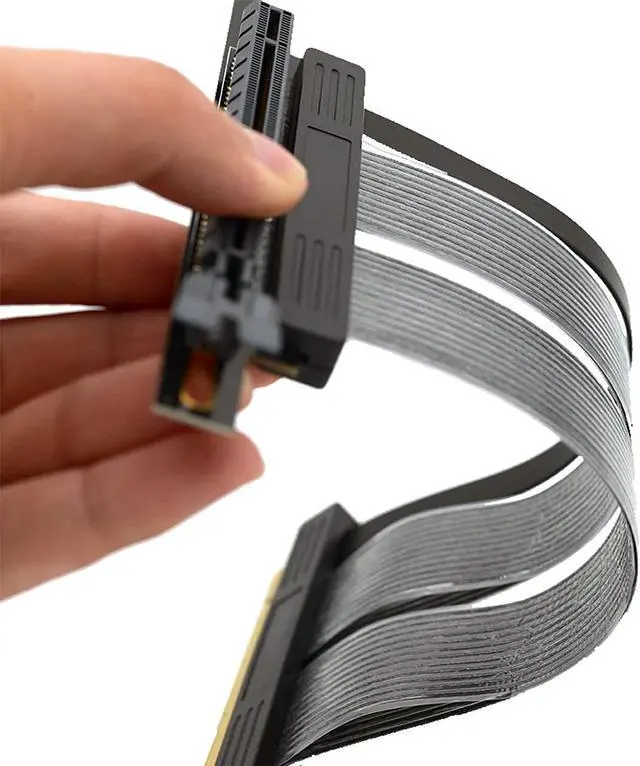 Alt view image 6 of 7 - PCIE 4.0 X16 High Speed Flexible Extender Riser Cable for Vertical Mount GPU Graphics Card Extension Cable PCI-E 4.0 300mm Right Angle (90 °)
