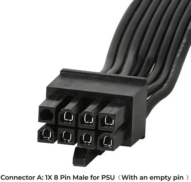 Alt view image 3 of 5 - ATX CPU 8 Pin Male to Dual PCIe 2X 8 Pin (6+2) Male Power Adapter Cable for Corsair Modular Thermaltake ARESGAME Power Supply 25-inch+9-inch