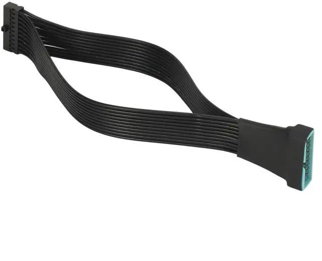 Alt view image 2 of 4 - 2X Small Mini USB 3.0 19/20 Pin Internal Low Profile Extension Header Adapter Cable for Motherboard 6 inches Black Flat Wire Cable for Asus mini ITX Gigabyte HP Motherboard Plug and Play