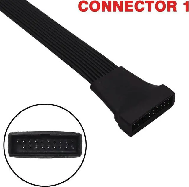 Alt view image 4 of 4 - 2X Small Mini USB 3.0 19/20 Pin Internal Low Profile Extension Header Adapter Cable for Motherboard 6 inches Black Flat Wire Cable for Asus mini ITX Gigabyte HP Motherboard Plug and Play