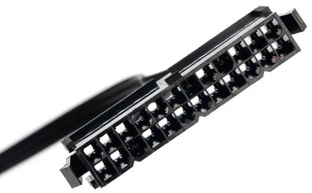 Alt view image 2 of 3 - 24 Pin ATX Red LED Power On/Off Switch Jumper Bridge Adapter Braided Cable Black Sleeved 22" Turn On/Off Your 24 Pin/20 Pin ATX Power Supply with Braided Sleeves