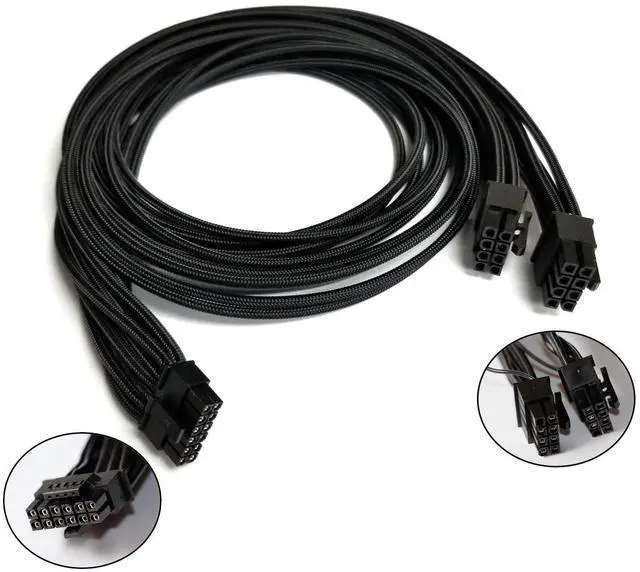 Main image of 2X CPU 8 Pin to 16 Pin(12+4) 12VHPWR PCI-e 5.0 Cable Compatible with GPU 3090Ti RTX 4080 4090 for 12VHPWR PCI-e Cable for ASUS/Seasonic/Phanteks Revolt (24 Inches)