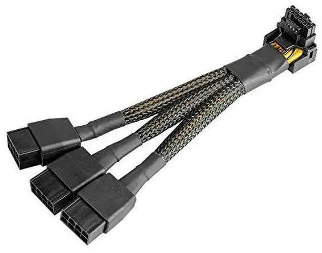 Main image of 16Pin GPU Cable to 3X 8Pin Pcie - 16AWG PCIE 5.0 12VHPWR 600W 90 Degree Right Angle 16 Pin 12+4Pin Power Supply Adapter for RTX 4090 4080 3090TI 4070Ti Graphics Card Type-A(5.9Inch)