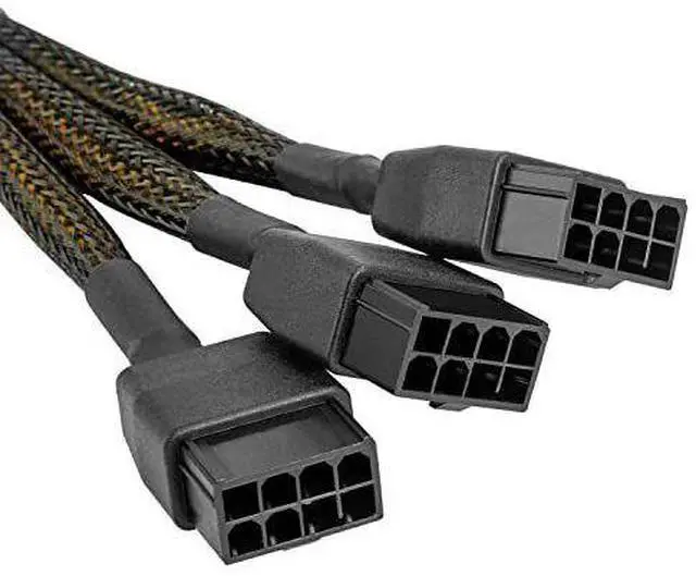 Alt view image 4 of 4 - 16Pin GPU Cable to 3X 8Pin Pcie - 16AWG PCIE 5.0 12VHPWR 600W 90 Degree Right Angle 16 Pin 12+4Pin Power Supply Adapter for RTX 4090 4080 3090TI 4070Ti Graphics Card Type-A(5.9Inch)