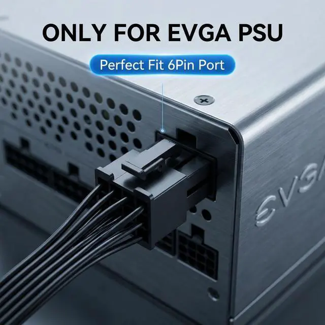 Alt view image 4 of 7 - 6 Pin to 3X 4 Pin Molex Power Adapter Cable for EVGA G1/G2/G3/G5/GS/GA/GM Series Modular PSUs 18AWG 20-inch (50cm) SATA Hard Drive Power Cable, 3x 4-Pin Male to 6-Pin Female Connector Only for EVGA